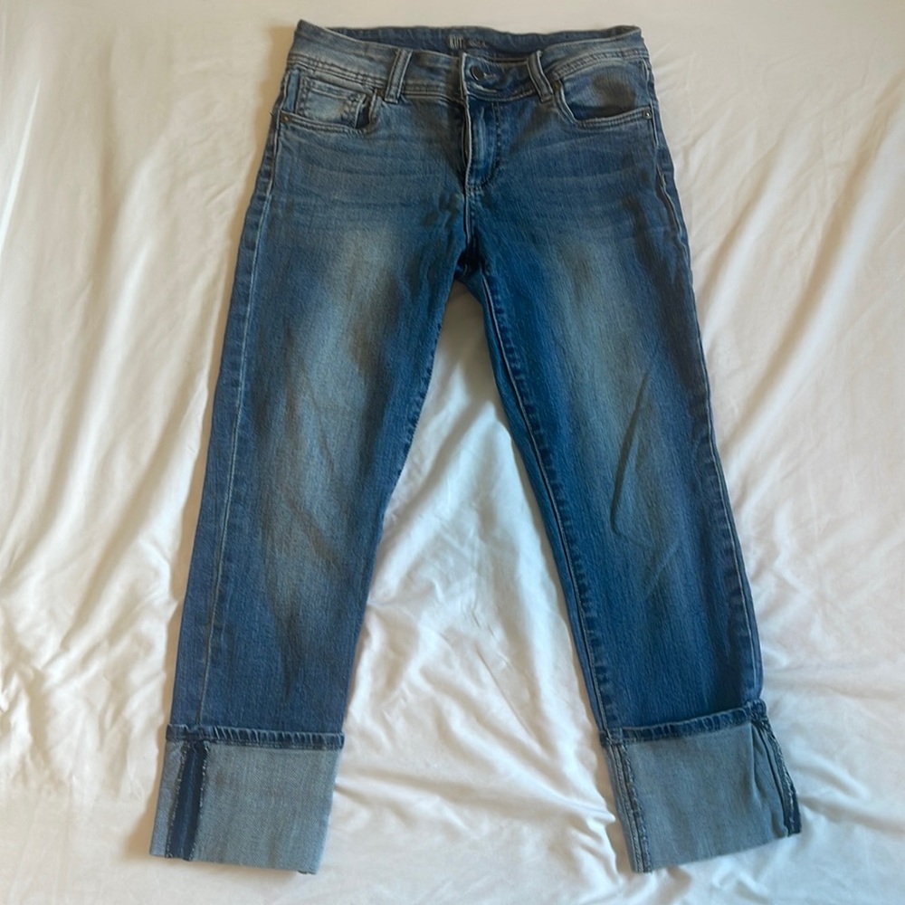 Kut from the Kloth Katherine Boyfriend Cuffed Blue Jeans